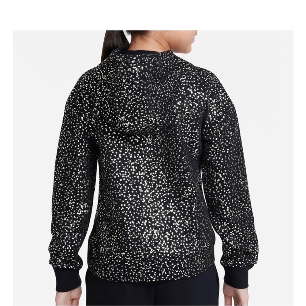 Nike hoodie sportswear fleece Black Metallic Gold Patterned Hoodie Girl’s large